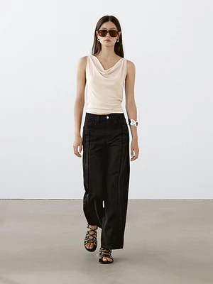 High-waist wide-leg jeans with seam details