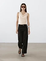 High-waist wide-leg jeans with seam details
