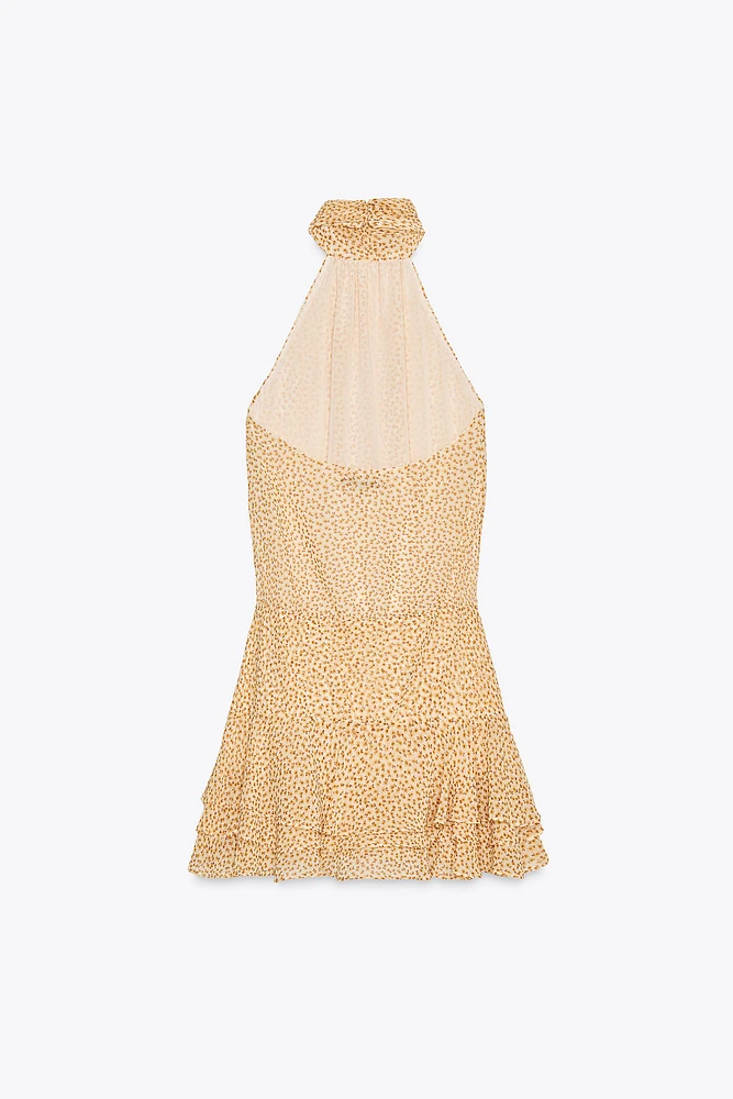 ROBE COURTE IMPRIMÉE À VOLANTS