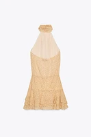 ROBE COURTE IMPRIMÉE À VOLANTS