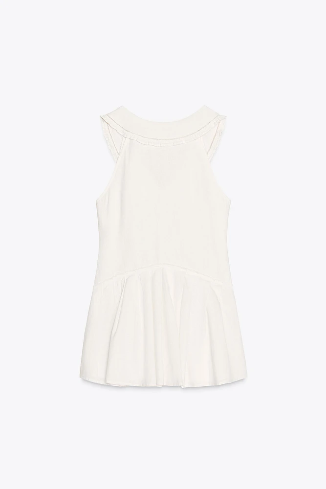 PLEATED PETER PAN COLLAR SHORT DRESS