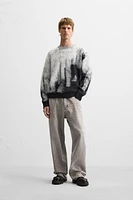 BRUSHED TEXTURE JACQUARD SWEATER