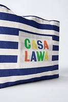 CASA LAWA © Z ZARA KIDS STRIPED FABRIC TOTE BAG