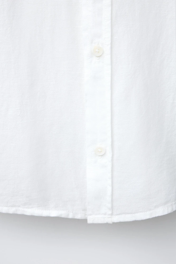 CHEMISE EN COTON ET LIN COL MAO