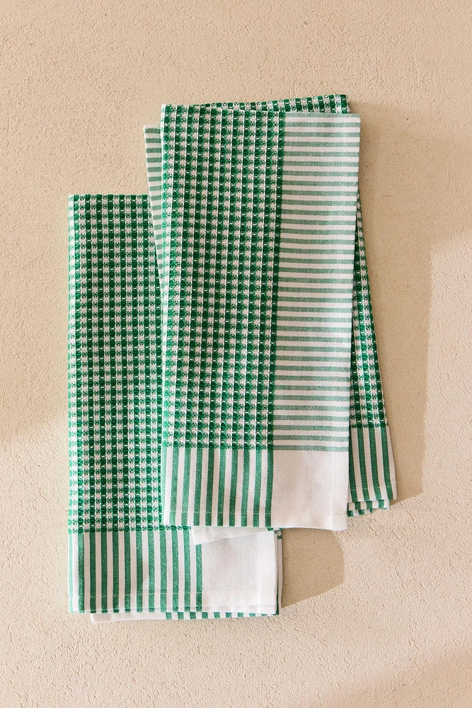 SET OF WAFFLE-KNIT COTTON KITCHEN TOWELS (SET OF 2)
