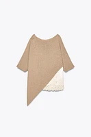 ASYMMETRICAL COMBINATION KNIT TOP