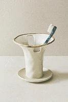 CERAMIC TOOTHBRUSH HOLDER WITH GROOVES