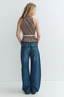 TRF MID-RISE CROSSED WAIST BAGGY JEANS