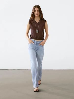 100% linen melange knit vest