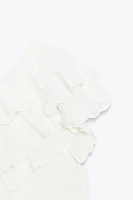 ASYMMETRIC RUFFLED GAUZE TOP