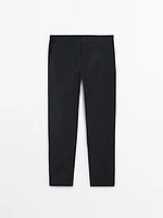 Regular fit technical fabric trousers