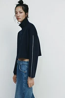 CROPPED SWEATSHIRT WITH PIPING