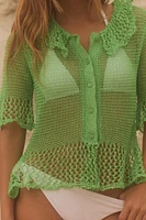 GILET EN MAILLE OUVERT MANCHES COURTES
