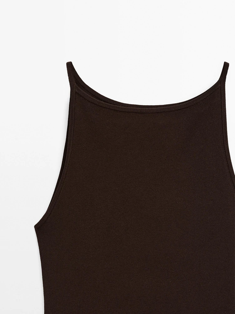 Long strappy cotton blend dress