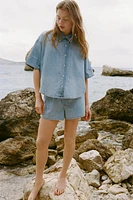 TRF CROP DENIM SHIRT