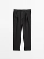 100% linen double dart trousers
