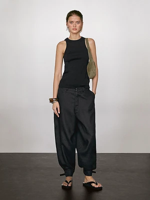 Cotton blend halter-neck top