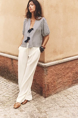 STRIPED TIE BLOUSE