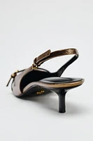 METALLIC EFFECT SLING BACK KITTEN HEELS