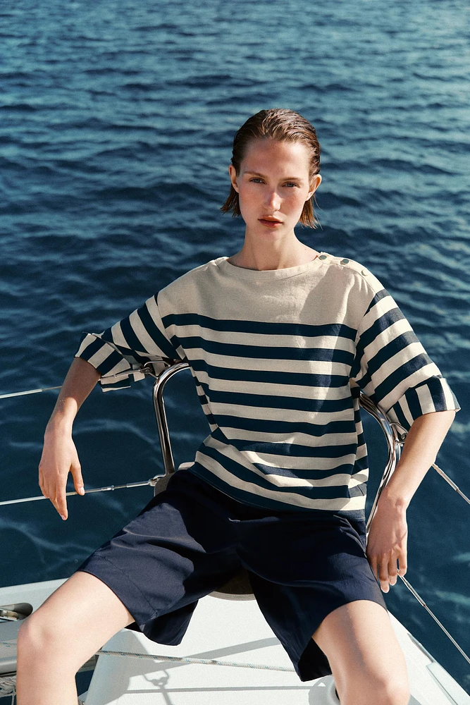 STRIPED LINEN BLOUSE