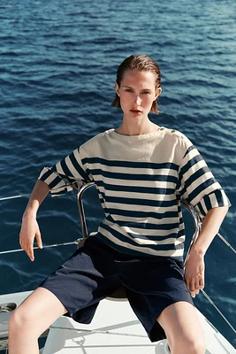 STRIPED LINEN BLOUSE