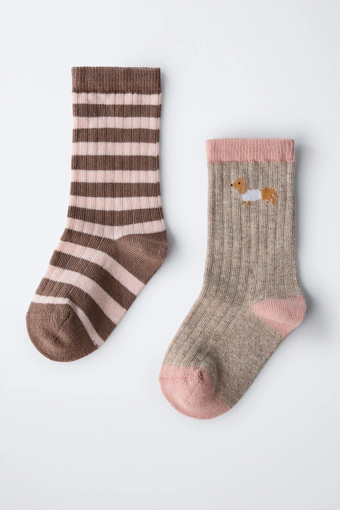 TWO-PACK OF DOG PRINT SOCKS