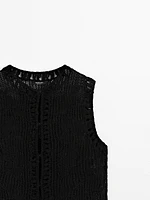 Knit vest with embroidered detail