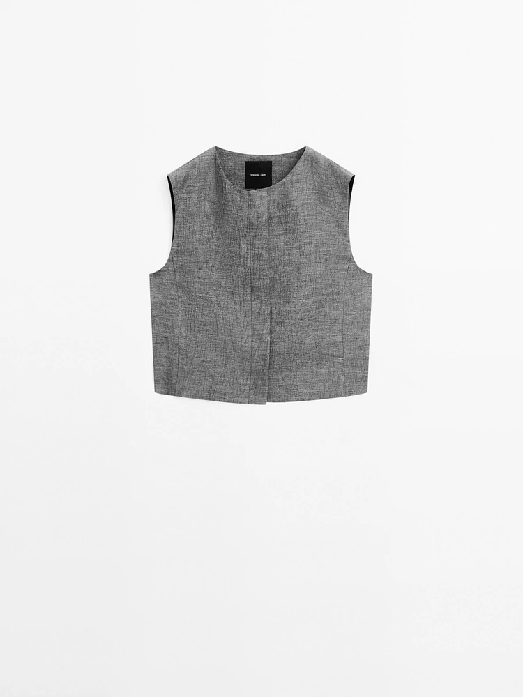 Veste courte sans manches lin