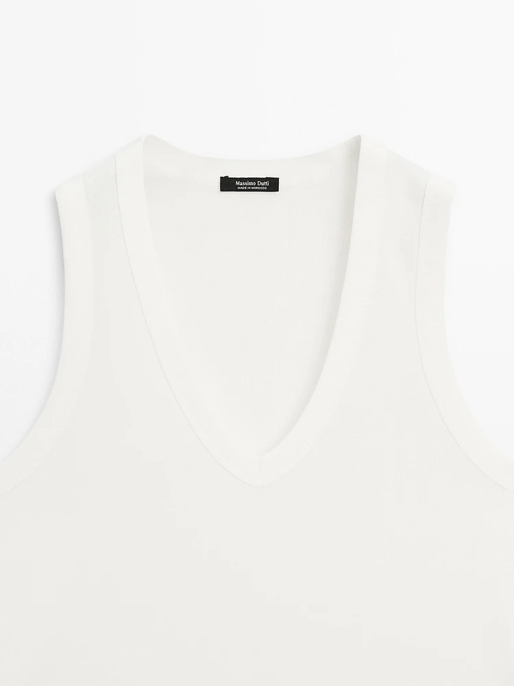 T-shirt sans manches en coton mercerisé