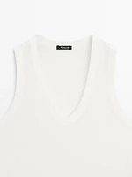 T-shirt sans manches en coton mercerisé