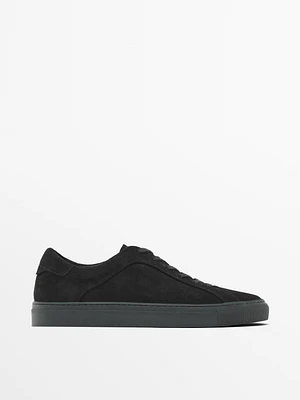 Split suede trainers