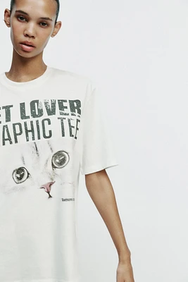 CAT T-SHIRT WITH TEXT