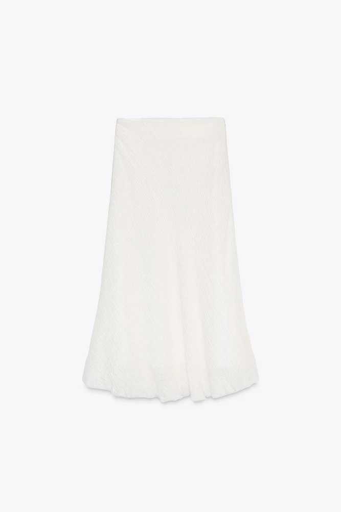 100% LINEN MIDI SKIRT ZW COLLECTION
