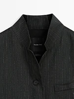 Linen blend pinstripe blazer