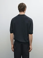 100% cotton contrast polo sweater