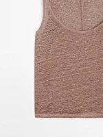 Strappy top with linen fabric detail