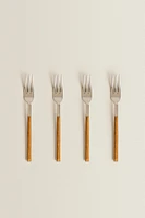 SET OF BRUNCH FORKS WITH WOOD-DESIGN HANDLE