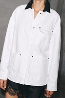 CONTRAST COLLAR OVERSHIRT ZW COLLECTION