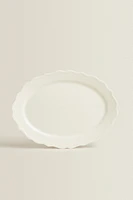 EARTHENWARE SERVING DISH WITH RAISED-DESIGN EDGE