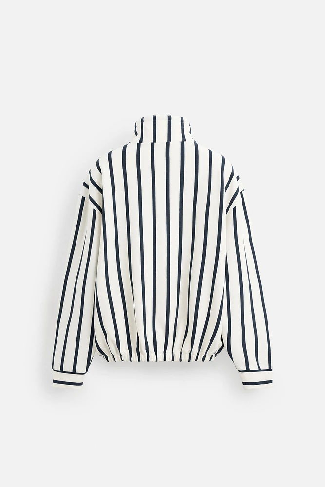 SWEAT À RAYURES COL ZIPPÉ