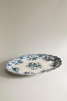 PLAT FAÏENCE IMPRIMÉ FLEURS