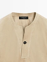 Blouse large en cuir finition daim