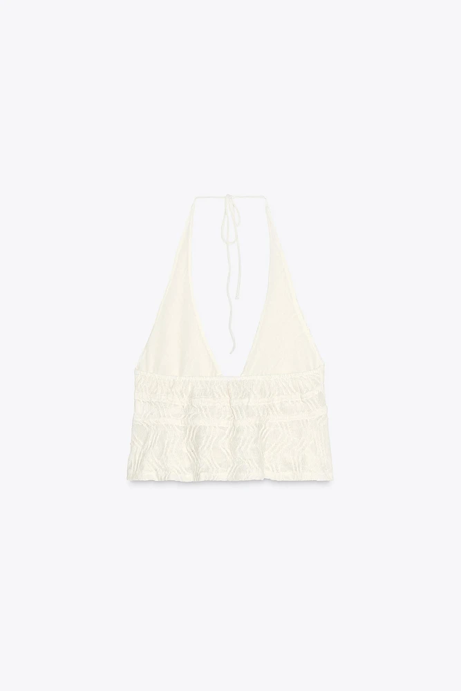 TOP HALTER TEXTURÉ
