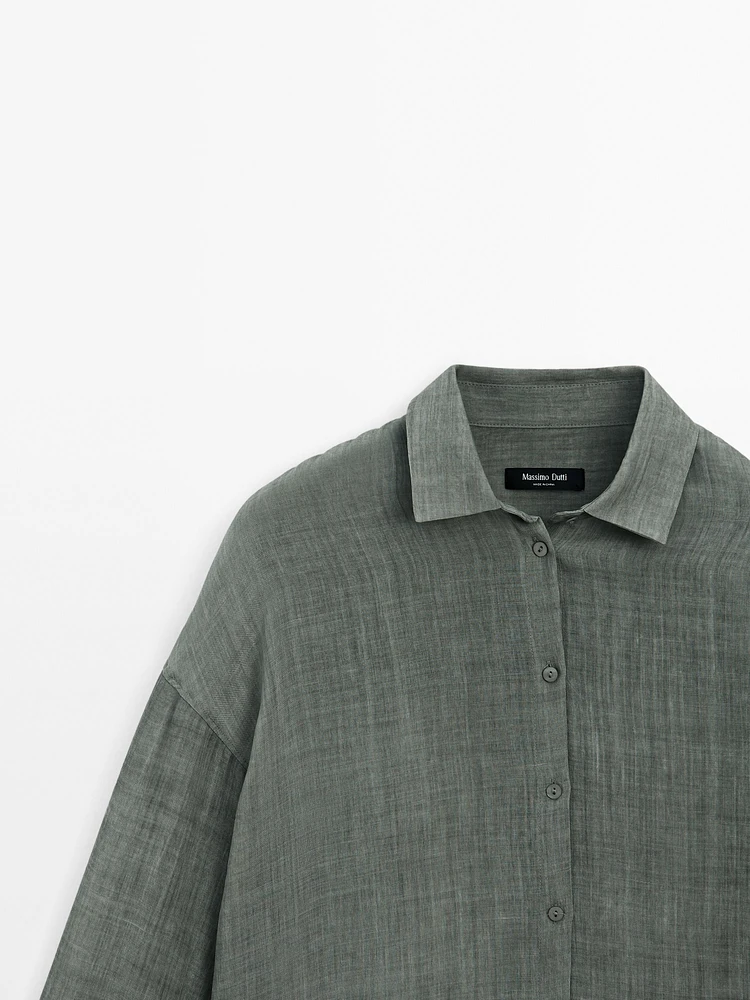 Flowing maltinto ramie blend shirt