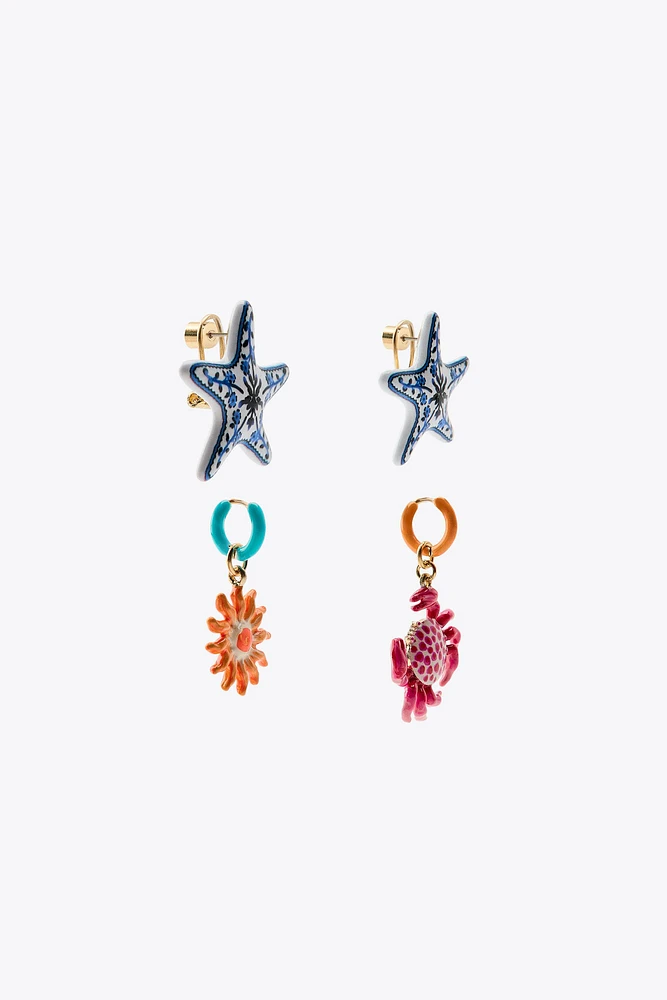 LOT DE BOUCLES D'OREILLES BLEU MARINE