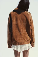 100% SUEDE BOMBER JACKET WITH POCKETS