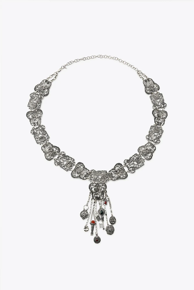 FLOWER CHARMS METAL BELT