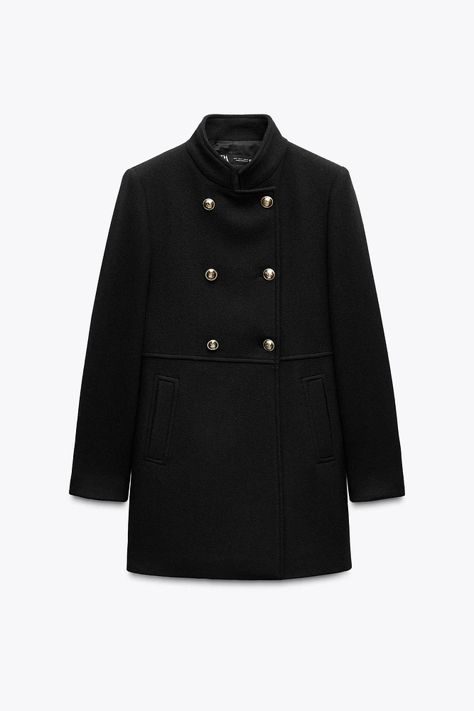 DOUBLE BREASTED WOOL BLEND COAT