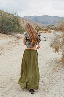 LONG PRINTED SKIRT WITH METALLIC THREAD