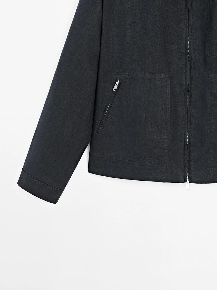 100% linen zip-up jacket